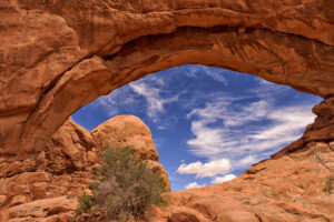 The North Window is a structure within Arches National Park, accessible from a short trail.