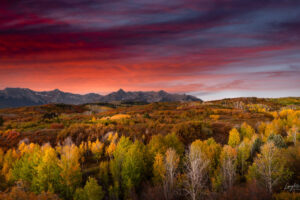 A beautiful Fall sunrise over the majestic Dallas Divide, in Ridgway, Colorado.