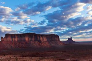 A scenic landscape view of a butte within the backcountry of Monument Valley. This area is accessible only by Navajo guide.