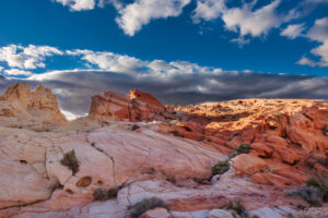 The Valley of Fire features many different colors and hues emanating from the sandstone structures that define the park.