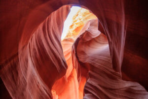 As you enter the canyon, the view back where you came in is quite stunning, with colorful swirls of sandstone