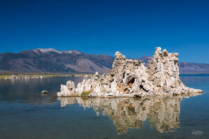 Midday color finds a large Tufa seemingly drifting across Mono Lake